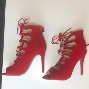 Anne Michelle - Red - Strap up Heels